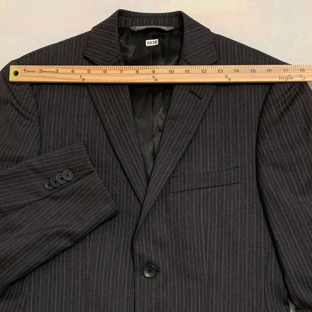 Perry Ellis Portfolio Men's‎ 36S Pinstripe 2-Button Gray Wool Blazer Suit Jacket